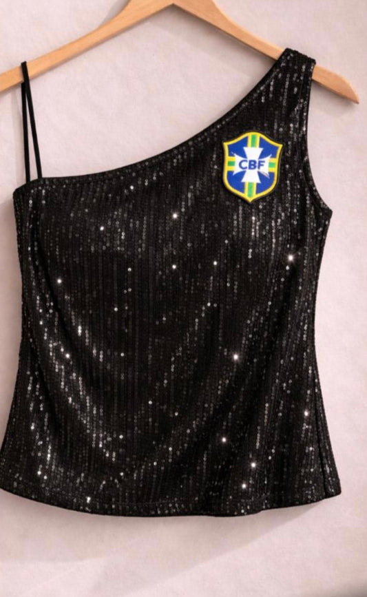 Black Brazilian Sequin Blouse