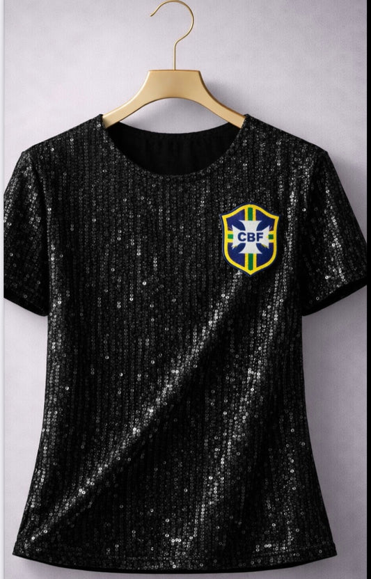 Black Brazilian Sequin Blouse