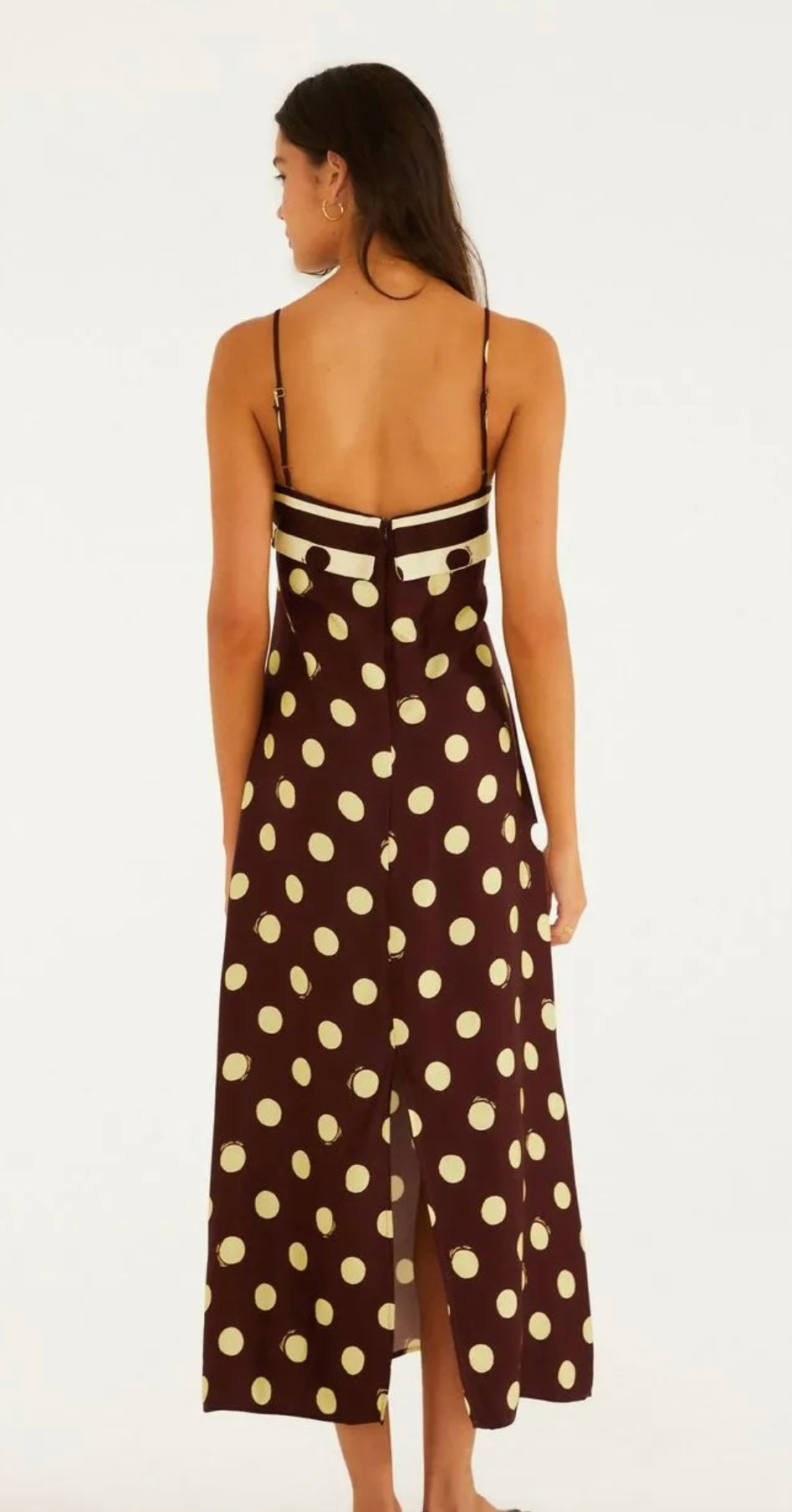 FarmRio Burgundy Polkadots   Long Dress