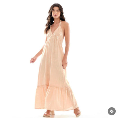 Beige/Salmon Long Dress
