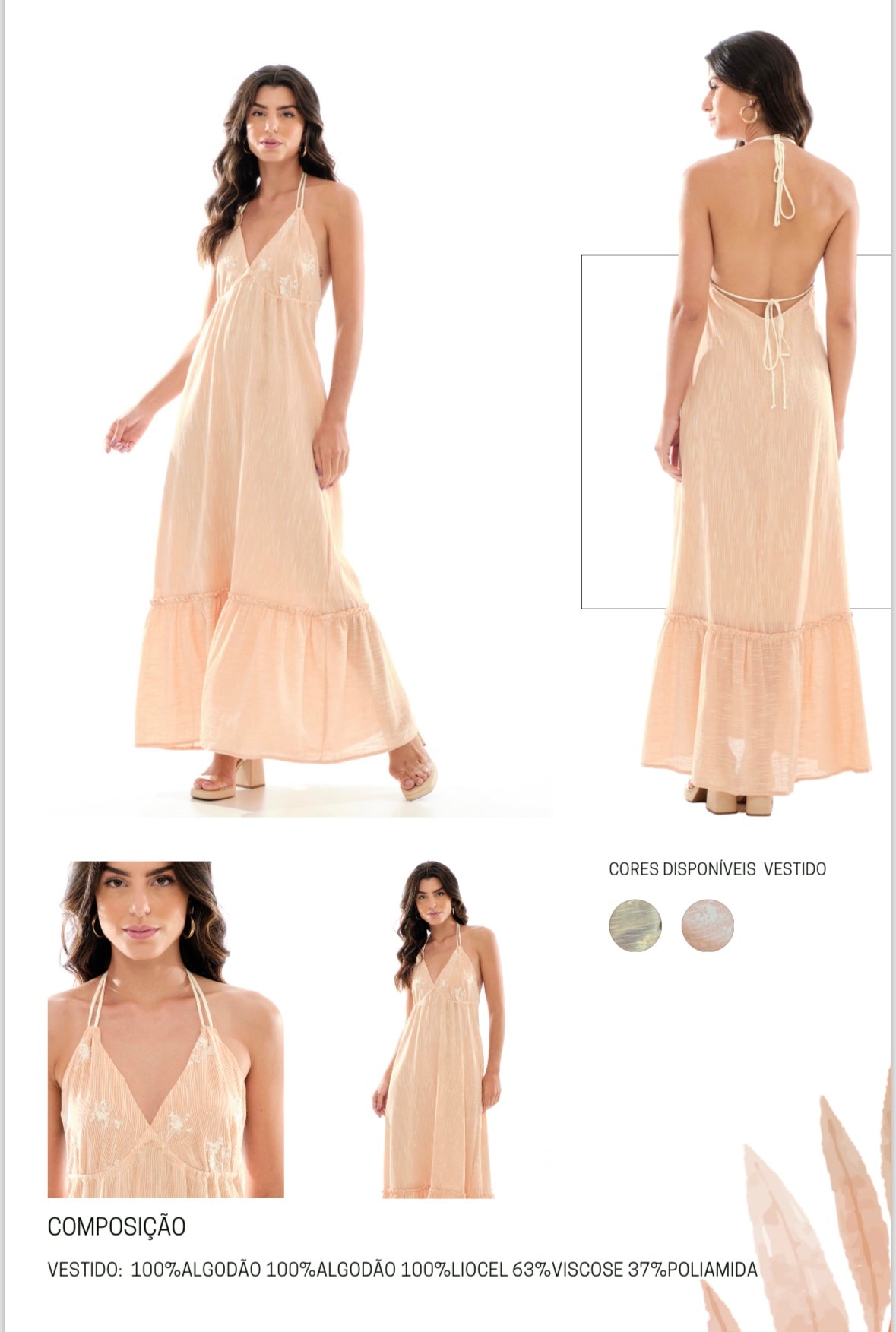Beige/Salmon Long Dress